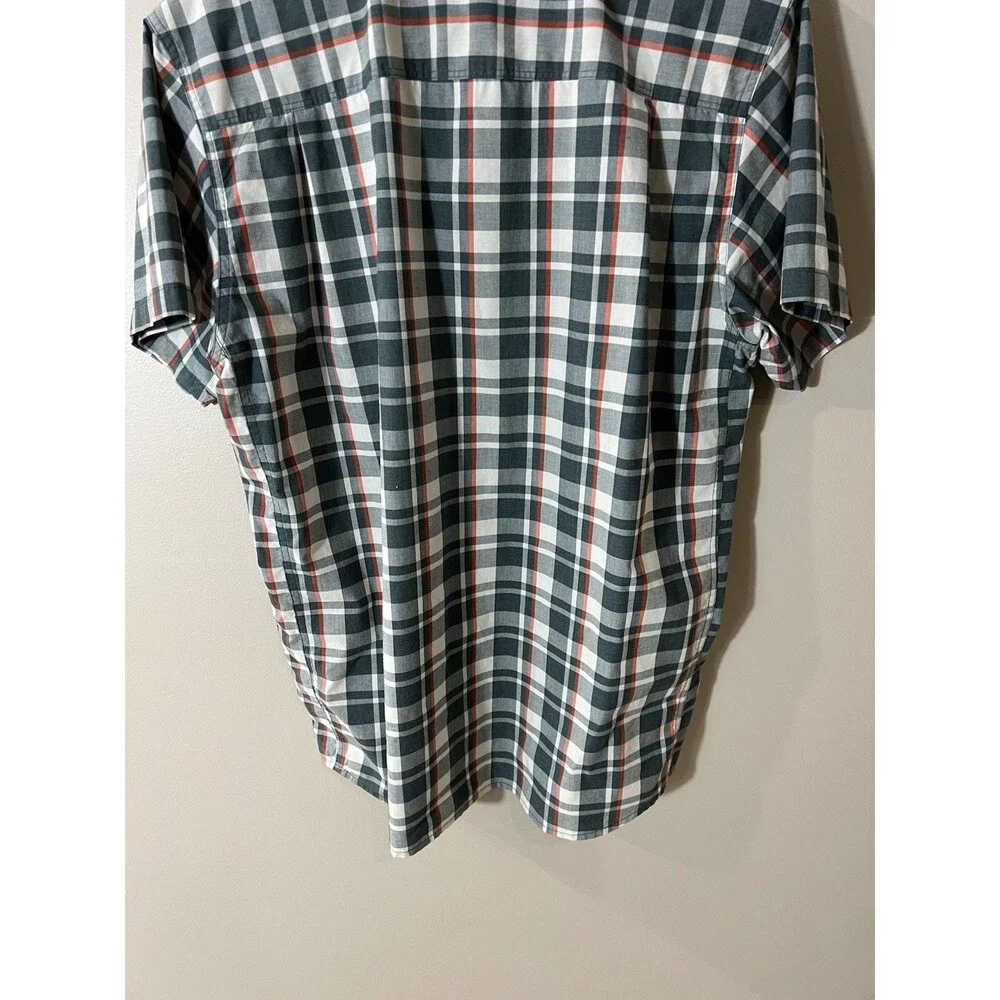 The North Face Mens Large Green Plaid Camping Short Sleeve Shirt